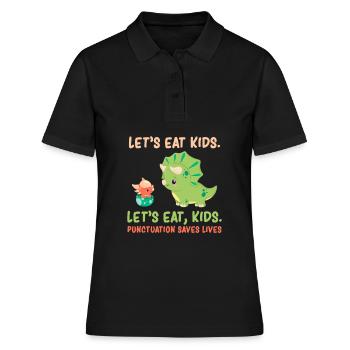 Grammaire anglaise ponctuation humour Trex Dino - Polo Femme - noir - Devant - Ailine (174cm)