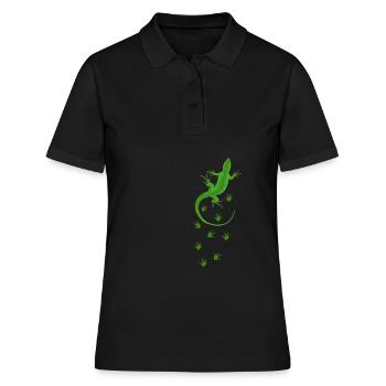 Lustige Eidechse Reptilienbesitzer GeckoLiebhaber - Frauen Polo Shirt - Schwarz - Vorne - Ailine (174cm)