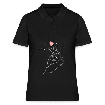 Kpop Drame Coréen Finger Heart Saranghae - Polo Femme - noir - Devant - Ailine (174cm)