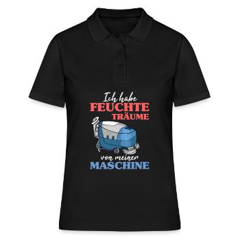 Putzmann Putzfrau Gebäudereiniger Putz Maschine - Frauen Polo Shirt - Schwarz - Vorne - Ailine (174cm)