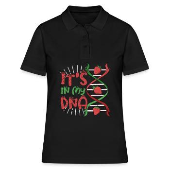 Erdbeer Sommer ITS IN MY DNA vegan Biologie Nerd - Frauen Polo Shirt - Schwarz - Vorne - Ailine (174cm)