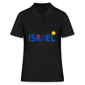 Israël avec l'étoile de David Heart Sun - Polo Femme - noir - Devant - Ailine (174cm)