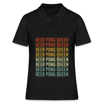 Beer Pong Queen Beer Pong Player Drinking Game - Women's Polo Shirt - black - Front - Ailine (174cm)