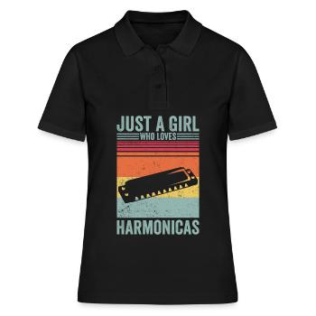 Juste une fille qui aime les harmonicas harmoniciste rétro - Polo Femme - noir - Devant - Ailine (174cm)