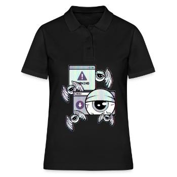 Cassette Futurisme Weirdcore Eyeball Rétro Futurisme - Polo Femme - noir - Devant - Ailine (174cm)