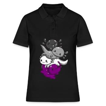 Subtle Asexual Kawaii Axolotl Pride Flag - Women's Polo Shirt - black - Front - Ailine (174cm)