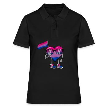 Bi Pride Bisexual Flag Heart Subtle LGBTQ - Women's Polo Shirt - black - Front - Ailine (174cm)