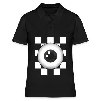 Weirdcore Aesthetic Schwarz Weiß Augapfel Kariert - Frauen Polo Shirt - Schwarz - Vorne - Ailine (174cm)