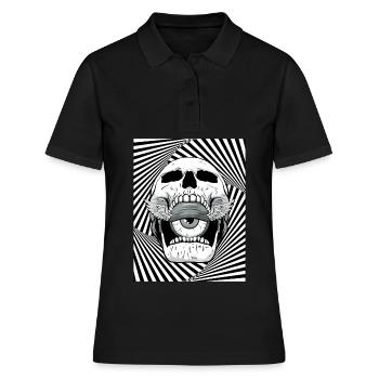 Weirdcore Ästhetischer Totenkopf Augapfel Flügel - Frauen Polo Shirt - Schwarz - Vorne - Ailine (174cm)