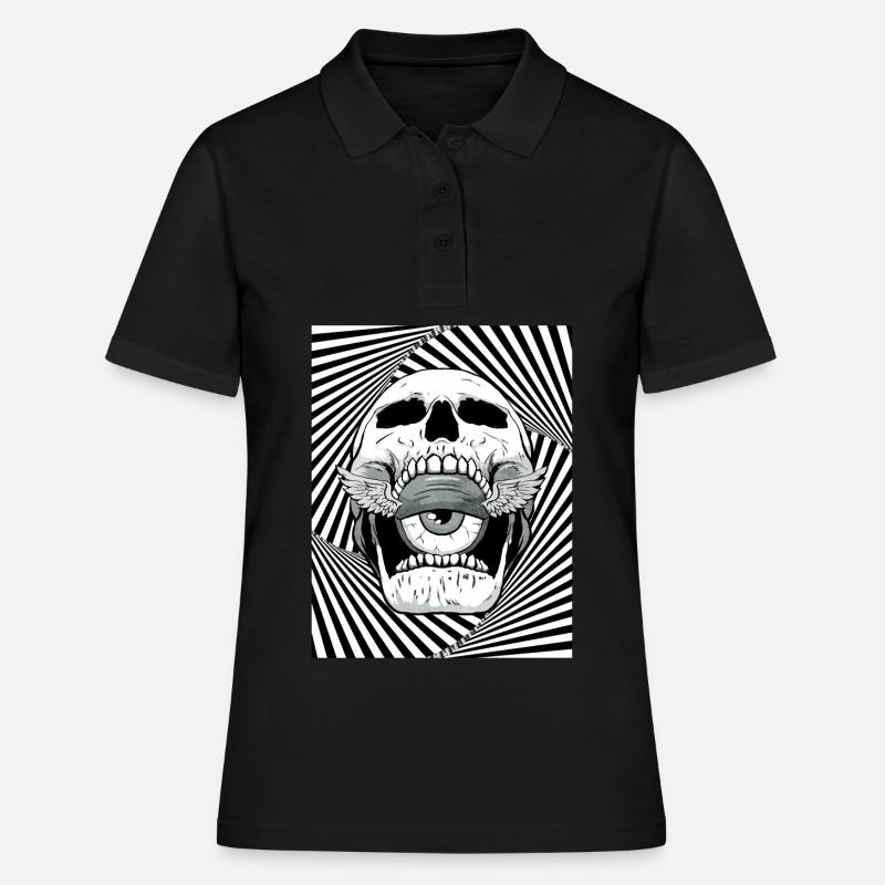 Weirdcore Aesthetic Skull Eyeball Wings - Women's Polo Shirt - black