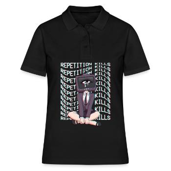 Weirdcore Ästhetische Augen TV Head Girl - Frauen Polo Shirt - Schwarz - Vorne - Ailine (174cm)