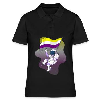 Nicht binär Stolz Flagge Raum Astronaut Subtil LGB - Frauen Polo Shirt - Schwarz - Vorne - Ailine (174cm)