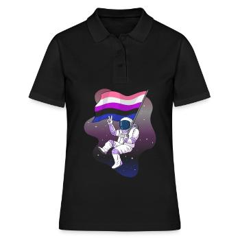 Gender Fluid Pride Flag Space Astronaut Subtle - Women's Polo Shirt - black - Front - Ailine (174cm)