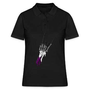 Asexual Pride Ace Flag Devil Horn Skeleton Subtle - Frauen Polo Shirt - Schwarz - Vorne - Ailine (174cm)