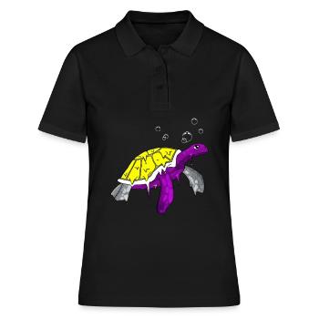 Non Binary Pride Flag Sea Turtle Subtle - Women's Polo Shirt - black - Front - Ailine (174cm)