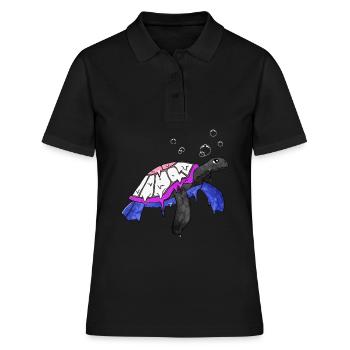 Gender Fluid Stolz Flagge Meeresschildkröte Subtil - Frauen Polo Shirt - Schwarz - Vorne - Ailine (174cm)
