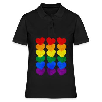 Gay Pride Rainbow Flag Hearts Subtle - Women's Polo Shirt - black - Front - Ailine (174cm)