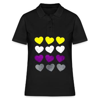 Non Binary, Proud, Flag, Heart, Subtle, LGBTQ - Women's Polo Shirt - black - Front - Ailine (174cm)