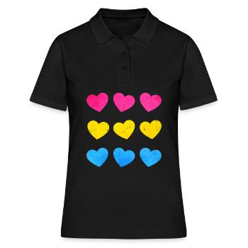 Pansexual Pride Pan Flag Hearts Subtle LGBTQ - Women's Polo Shirt - black - Front - Ailine (174cm)
