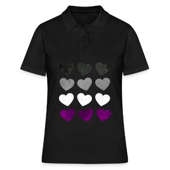 Asexual Pride Ass Flag Hearts Subtle LGBTQ - Women's Polo Shirt - black - Front - Ailine (174cm)