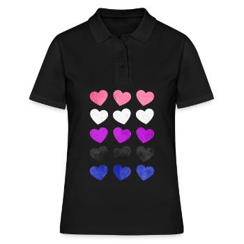Gender Fluid Pride Flag Hearts Subtle LGBTQ - Women's Polo Shirt - black - Front - Ailine (174cm)