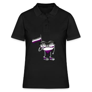 Asexual Pride Ace Flag Heart Sublte LGBTQ - Frauen Polo Shirt - Schwarz - Vorne - Ailine (174cm)