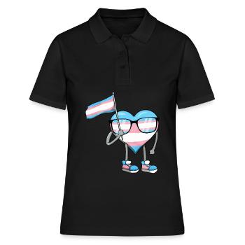 Transgender Pride Trans Drapeau Coeur Sublte LGBTQ - Polo Femme - noir - Devant - Ailine (174cm)