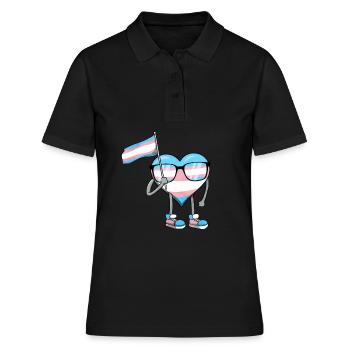 Transgender Pride Trans Drapeau Coeur Sublte LGBTQ - Polo Femme - noir - Devant - Ailine (174cm)