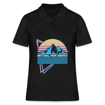 National Park Retro - Frauen Polo Shirt - Schwarz - Vorne - Ailine (174cm)