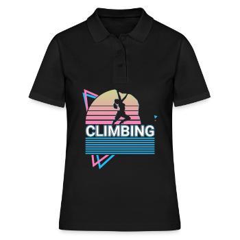 Felsklettern Felskletterer Retro - Frauen Polo Shirt - Schwarz - Vorne - Ailine (174cm)