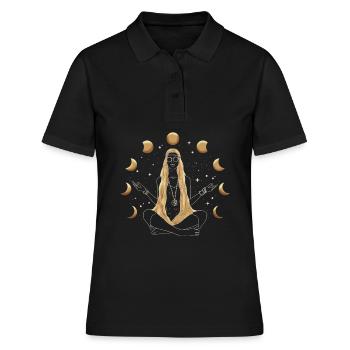 Hippie Médiation Fille Lune Phases Esthétique - Polo Femme - noir - Devant - Ailine (174cm)
