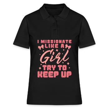 Missionnaire mormon SDJ - Polo Femme - noir - Devant - Ailine (174cm)