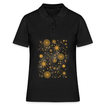 Sorcière Esthétique Céleste Vintage Croissant de Lune Soleil - Polo Femme - noir - Devant - Ailine (174cm)