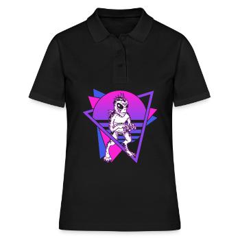 Chupacabra Krypto Kryptozoologie Retro - Frauen Polo Shirt - Schwarz - Vorne - Ailine (174cm)