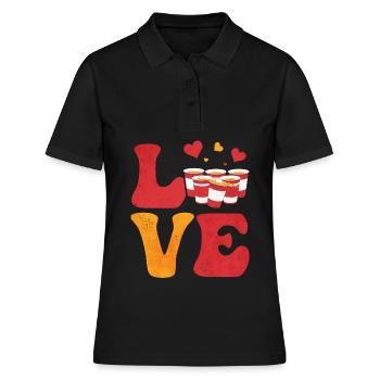 Jeu à boire de beer pong tasse rouge - Polo Femme - noir - Devant - Ailine (174cm)