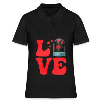 Botanik Botanische Pflanzen Rosen - Frauen Polo Shirt - Schwarz - Vorne - Ailine (174cm)