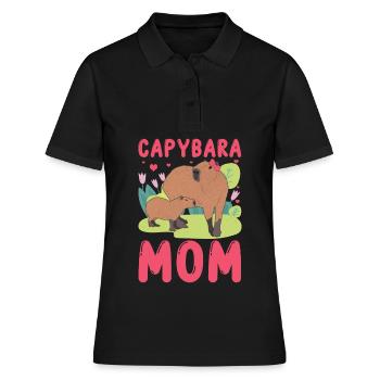 Drôle Capybara Mama Mami - Polo Femme - noir - Devant - Ailine (174cm)