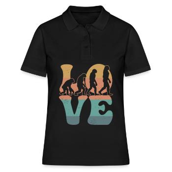 Charles Darwin Evolutionstheorie LIEBE - Frauen Polo Shirt - Schwarz - Vorne - Ailine (174cm)