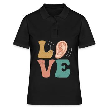 Surdité Surdité Perte auditive AMOUR - Polo Femme - noir - Devant - Ailine (174cm)