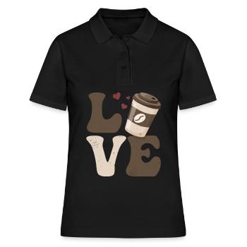 Kaffee Koffein LIEBE - Frauen Polo Shirt - Schwarz - Vorne - Ailine (174cm)