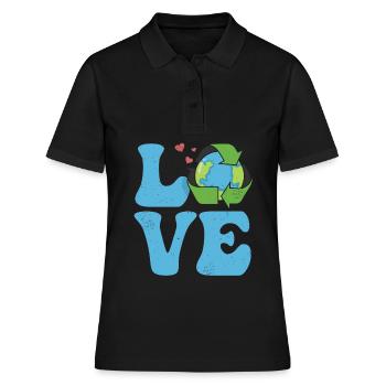Ecologiste Ecologie Environnement LOVE - Polo Femme - noir - Devant - Ailine (174cm)