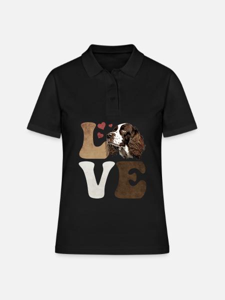 Français Springer Spaniel Dog LOVE - Polo Femme - noir