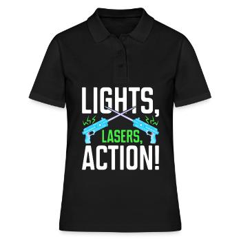 Laser Tag Spieler - Frauen Polo Shirt - Schwarz - Vorne - Ailine (174cm)