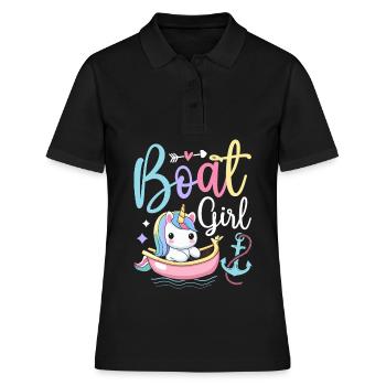 Bootfahren Bootsführer Bootsfahrer - Frauen Polo Shirt - Schwarz - Vorne - Ailine (174cm)