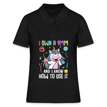 Häkeln Häkler Stricken - Frauen Polo Shirt - Schwarz - Vorne - Ailine (174cm)