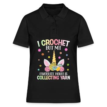 Crochet Crochet Yarn Lover - Women's Polo Shirt - black - Front - Ailine (174cm)