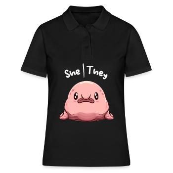 Kawaii Non Binary Queer Pronouns Blobfish Pronouns - Frauen Polo Shirt - Schwarz - Vorne - Ailine (174cm)