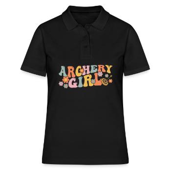 Groovy Bogenschützin - Frauen Polo Shirt - Schwarz - Vorne - Ailine (174cm)