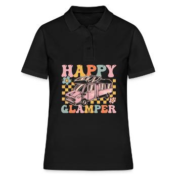 Groovy Glamping - Frauen Polo Shirt - Schwarz - Vorne - Ailine (174cm)