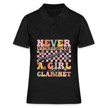 Groovy Clarinet Girl Clarinette Joueur de clarinette - Polo Femme - noir - Devant - Ailine (174cm)
